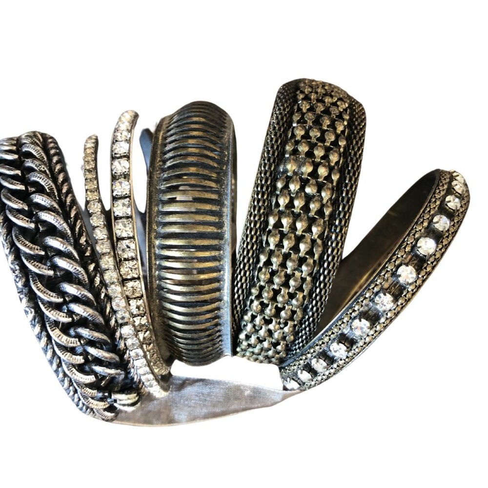 Cache 6 Lot Bundle Bronze tone Bangle bracelets multi size and embellished NWT